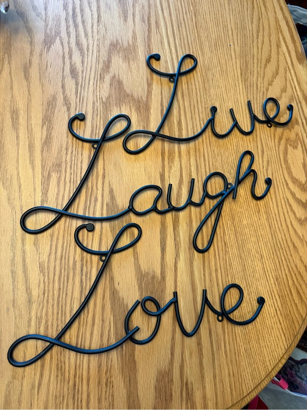Live, Laugh, Love Black Metal Wall Script